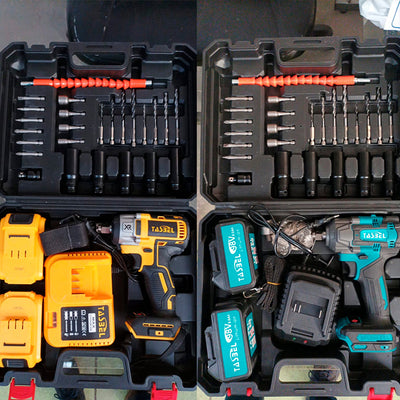 Llave Taladro de Impacto Inalámbrico doble batería + Accesorios