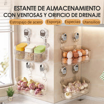 Pack de 2 Estantes de almacenamiento con ventosa y orificio de drenaje