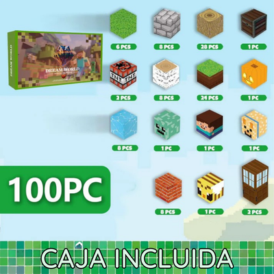 PixelCraft Blocks™ – Construye tu propio mundo – 100 Piezas