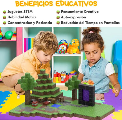 PixelCraft Blocks™ – Construye tu propio mundo – 100 Piezas