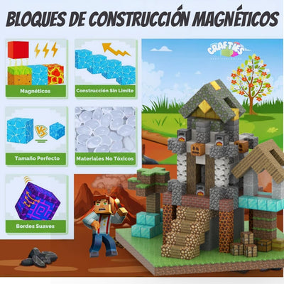 PixelCraft Blocks™ – Construye tu propio mundo – 100 Piezas