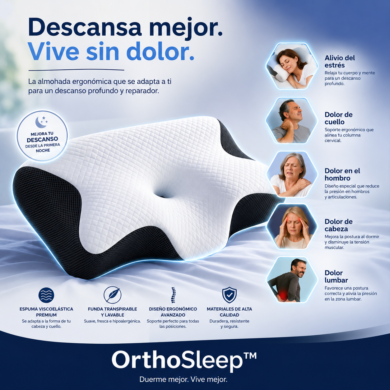 OrthoSleep™ – Almohada Cervical
