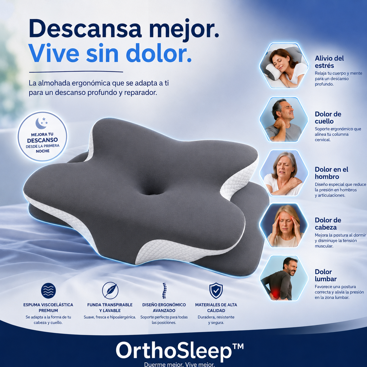 OrthoSleep™ – Almohada Cervical