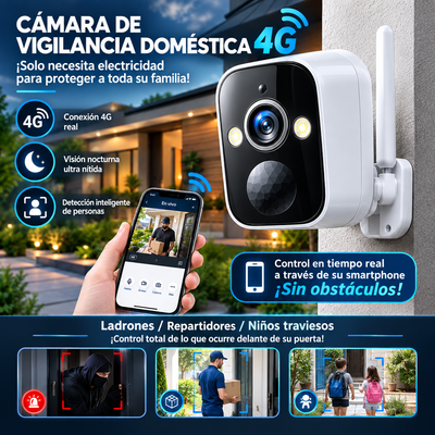 ¡Cámara de visión nocturna inalámbrica – Seguridad inteligente las 24 horas!