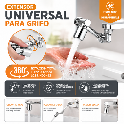 🚰Pack de 2 Grifos de fregadero universal - ✨Extensión de aireador de grifo giratoria de 360° - Material ABS