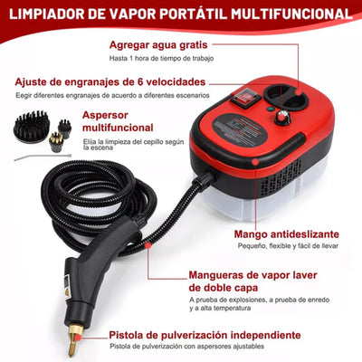 STEAMCLEANER® - Limpiador a vapor presurizado de alta temperatura portátil de 2500w