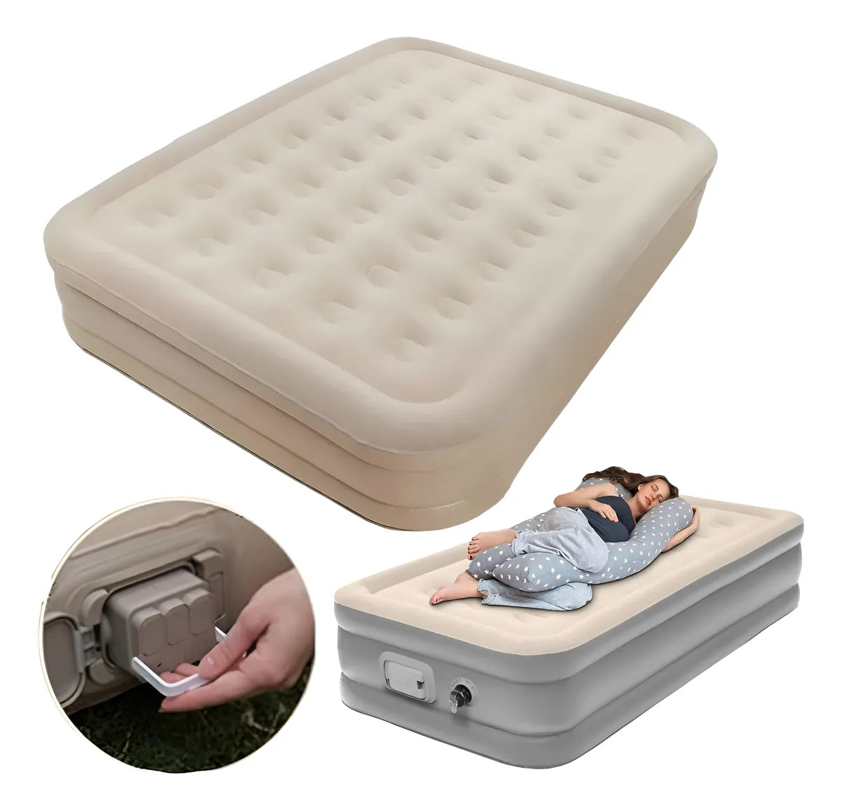 Colchón Inflable Premium con Bomba Eléctrica Incorporada - Inflado automatico