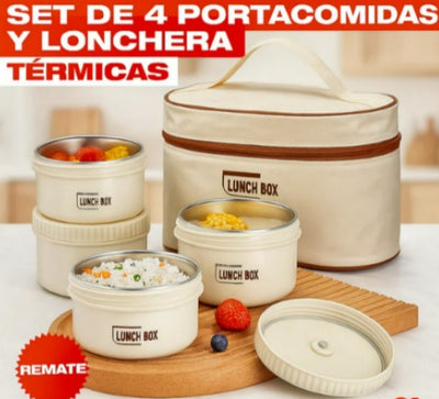 Portacomidas y Lonchera Térmica – Set x4