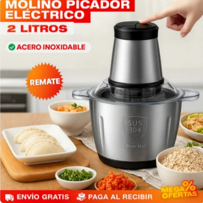 Molino Picador Eléctrico Acero Inoxidable 2 Litros – Pica y Muele en Segundos Sin Esfuerzo